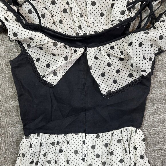 Vintage Darling Debs 60s 70s Polka Dot Off Shoulder Ruffle Maxi Dress X-Small - Picture 8 of 8